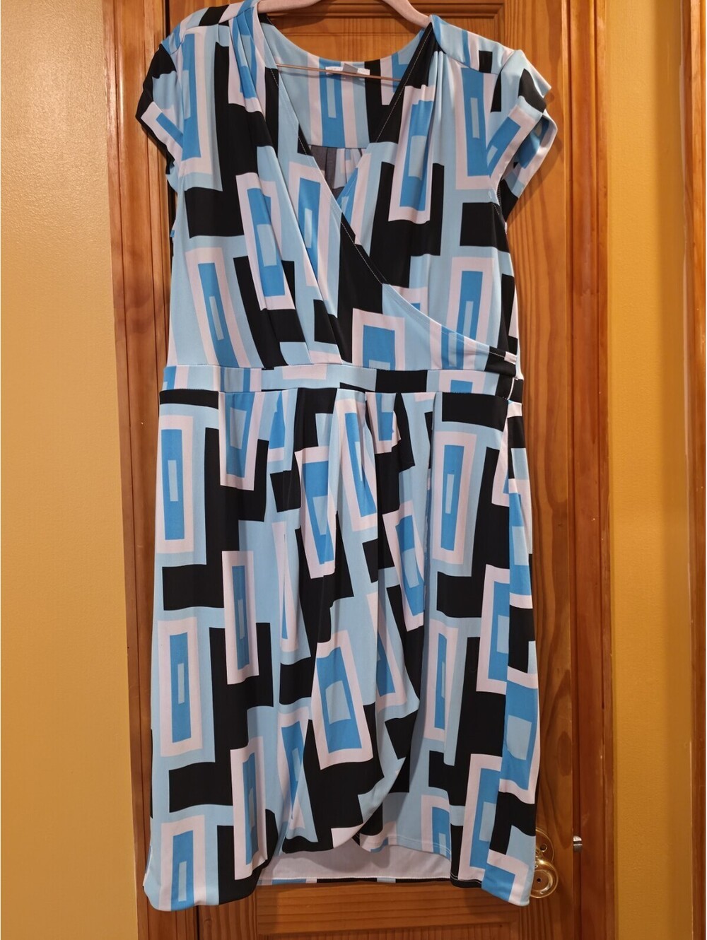 New York & Company Black And Black Geometric Print Dress Sz xl